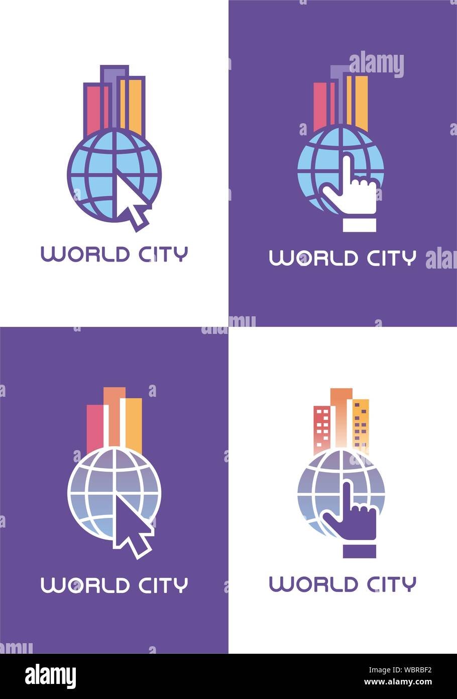 Città del mondo emblema Illustrazione Vettoriale