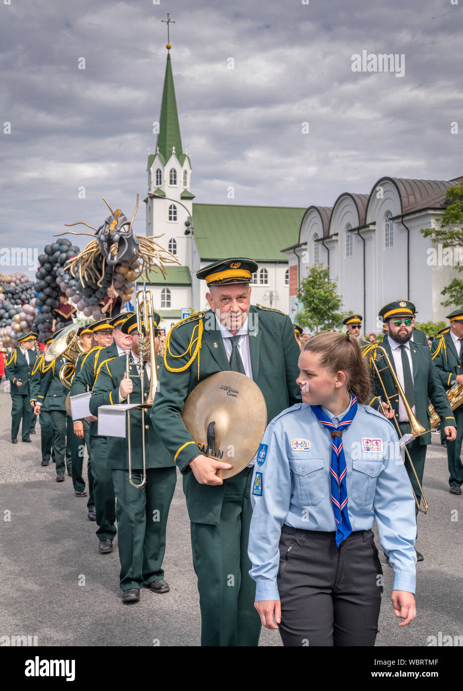 Marching Band, Islanda giorno dell indipendenza, Reykjavik, Islanda Foto Stock