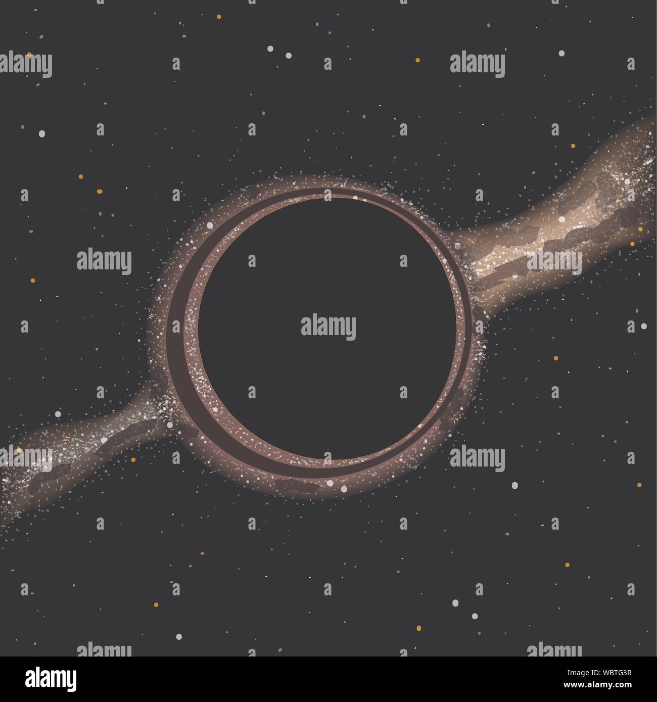 Buco nero con Lensing gravitazionale, Galaxy su sfondo, illustrazione vettoriale Illustrazione Vettoriale