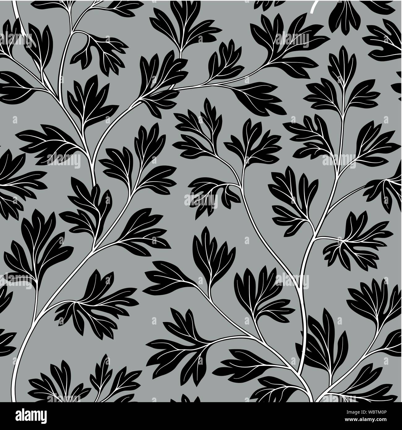 Foglie floreali seamless pattern. Graden lussureggianti ramo di foglie di sfondo. Illustrazione Vettoriale