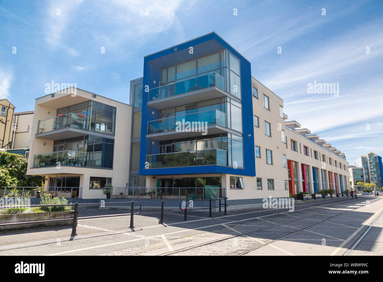 Moderno edificio di appartamenti, Wapping Wharf, Bristol, Regno Unito Foto Stock