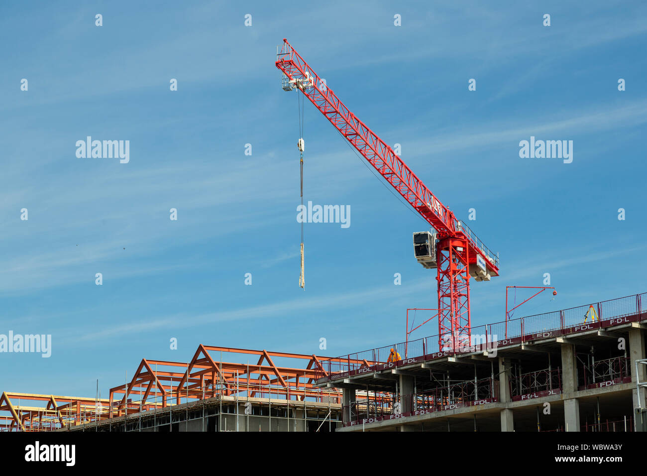 Gru da cantiere, Wapping Wharf, Bristol, Regno Unito Foto Stock