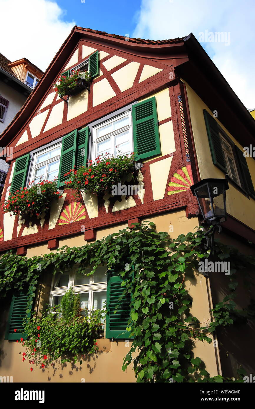 Historisches Fachwerk Schwäbisch Hall è una città in Baviera, Germania, Europa. Foto Stock