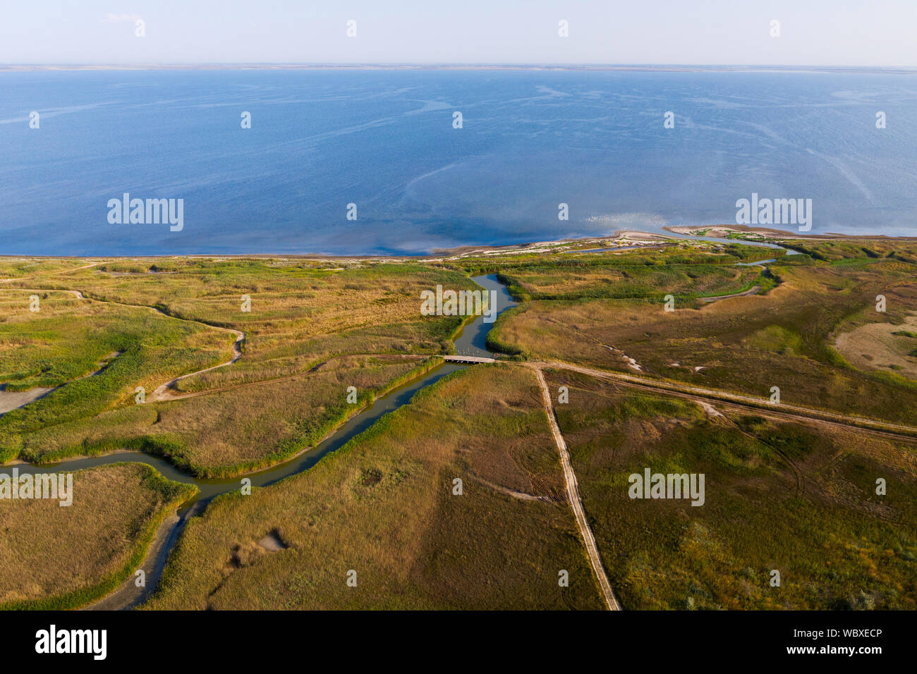 Lagune Tuzly Parco Naturale Nazionale, vista aerea, l'Ucraina del sud Foto Stock