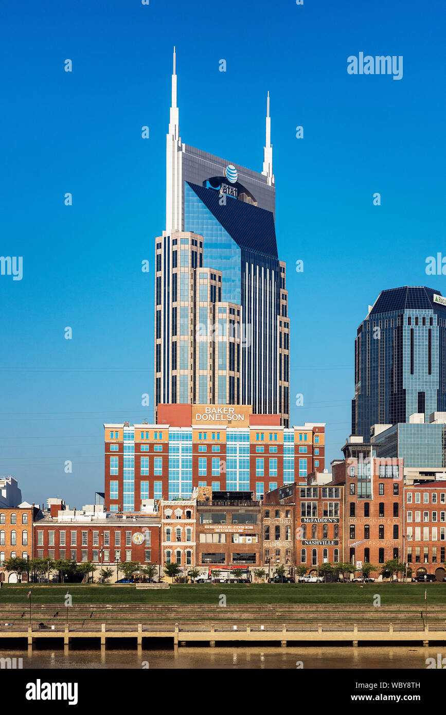 ATT&T edificio nel centro di Nashville, Tennessee, Stati Uniti d'America. Foto Stock