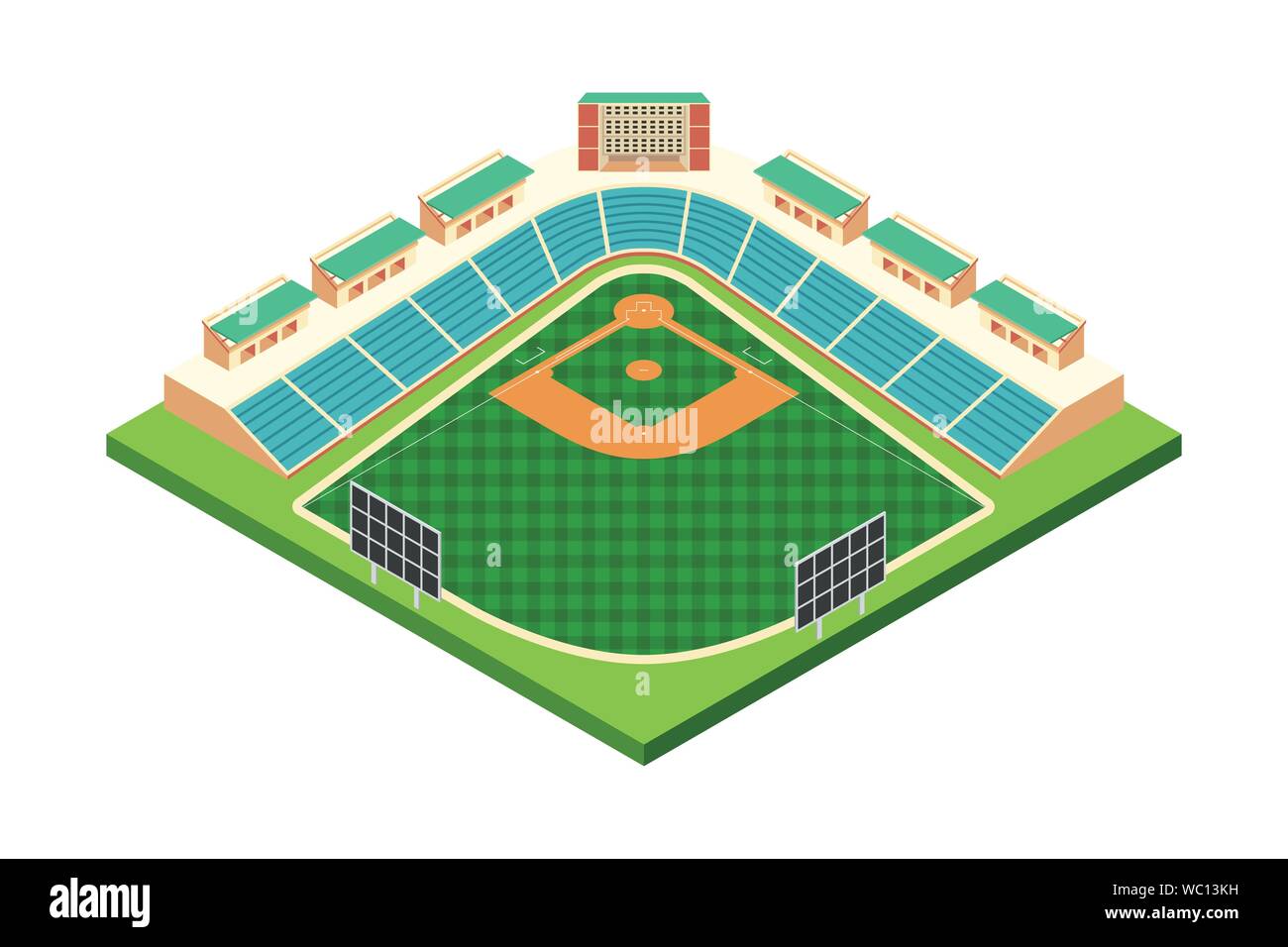 Un vettore illustrazione isometrica del Baseball Stadium Illustrazione Vettoriale