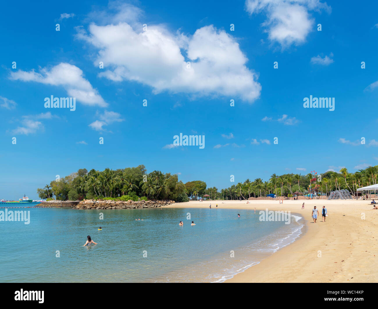 Palawan Beach sull'Isola di Sentosa, Singapore Foto Stock