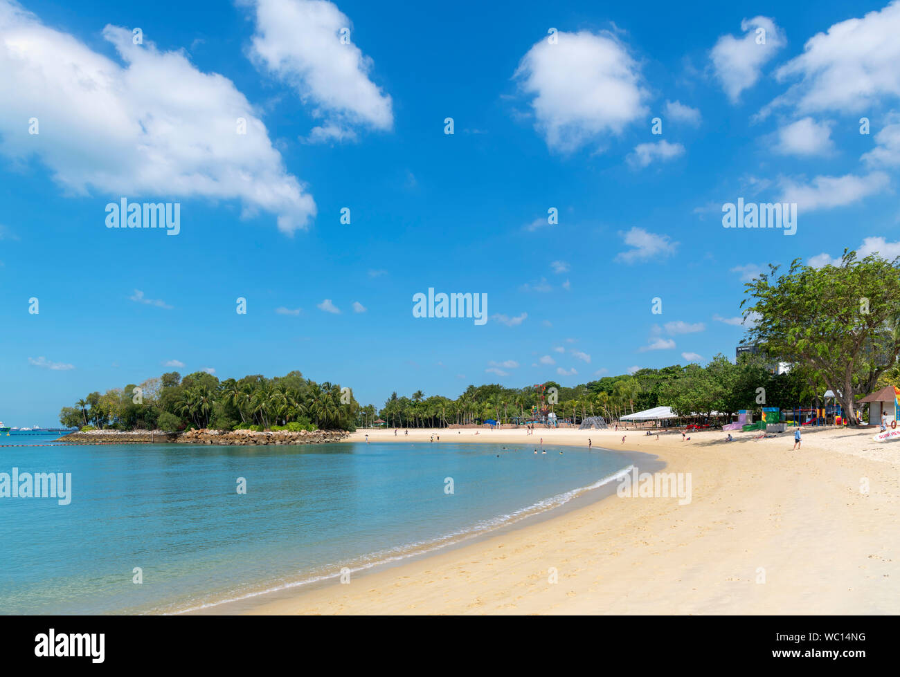 Palawan Beach sull'Isola di Sentosa, Singapore Foto Stock