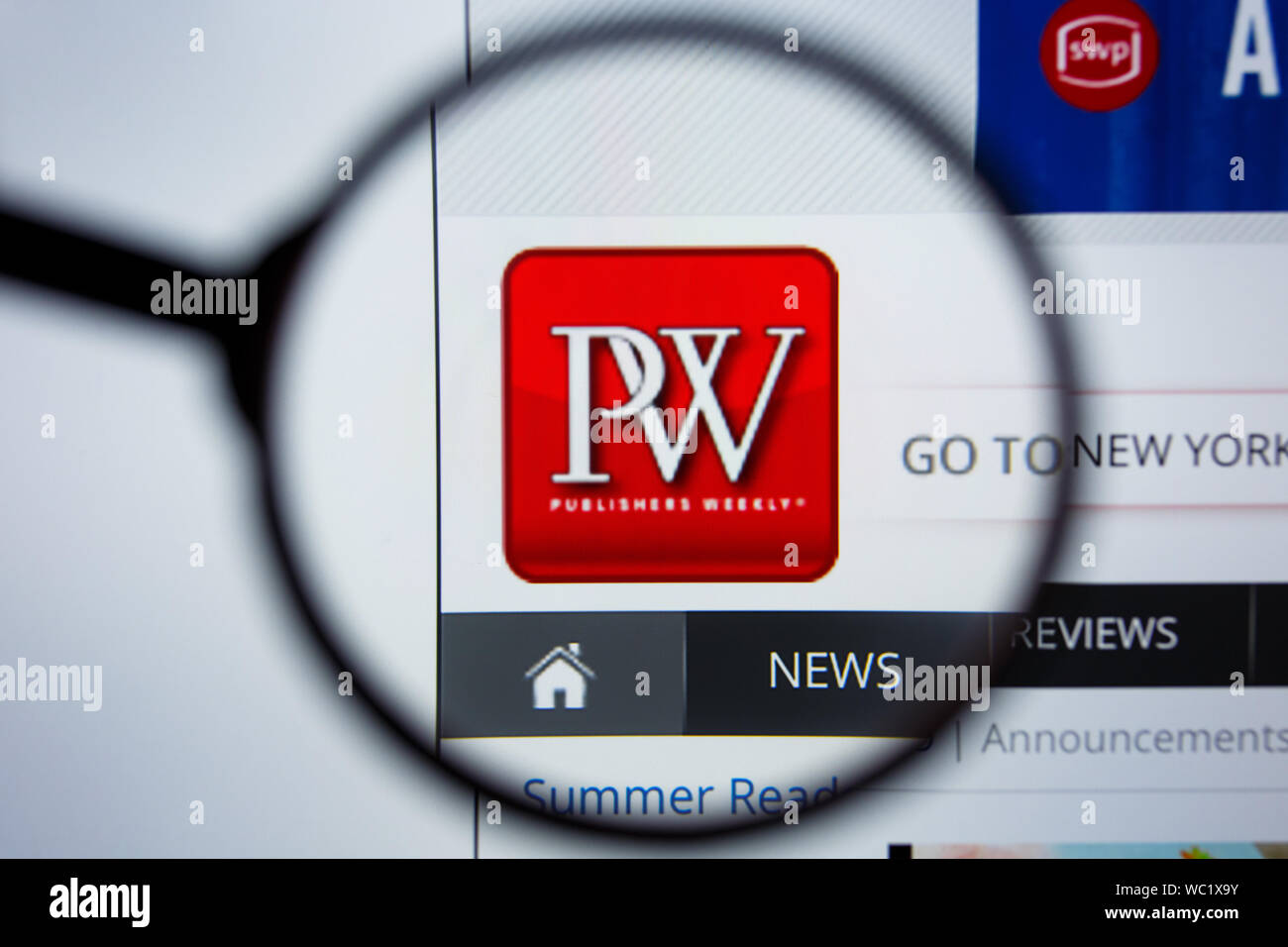 Los Angeles, California, Stati Uniti d'America - 21 Joule 2019: Editoriale illustrativa di publishersweekly.COM website homepage. pw editori settimanali logo visibile sullo schermo di visualizzazione. Foto Stock