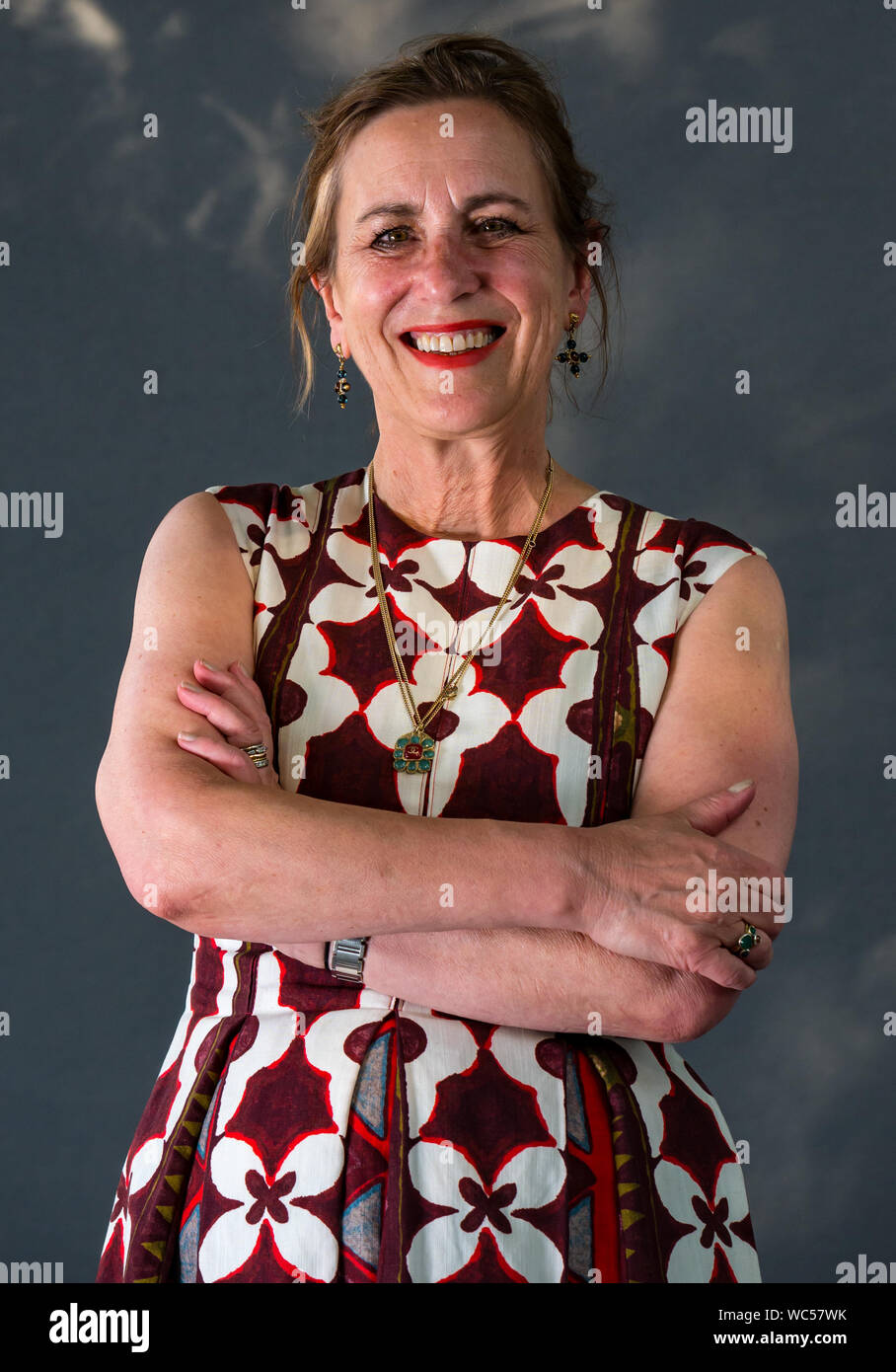 Edinburgh International Book Festival 2019, Scotland, Regno Unito. Kirsty Wark, giornalista scozzese & presentatore televisivo, noto per dirige anche la BBC Newsnight Foto Stock