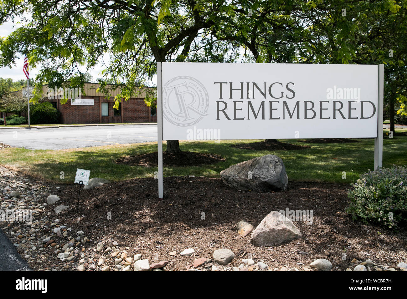Un logo segno esterno della ex sede delle cose ricordata in Highland Heights, Ohio il 11 agosto 2019. Foto Stock