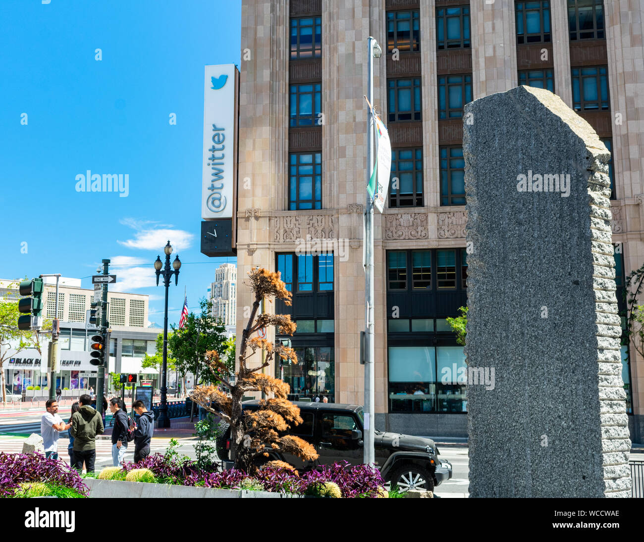 Twitter global headquarters building a sud di mercato (o SoMa) quartiere Foto Stock