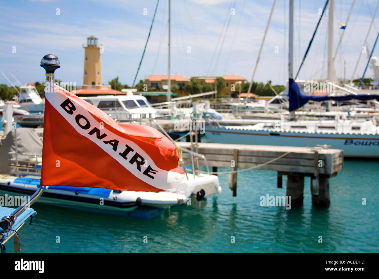 Marina, Porto degli yacht a Kralendijk, Bonaire, Antille olandesi Foto Stock