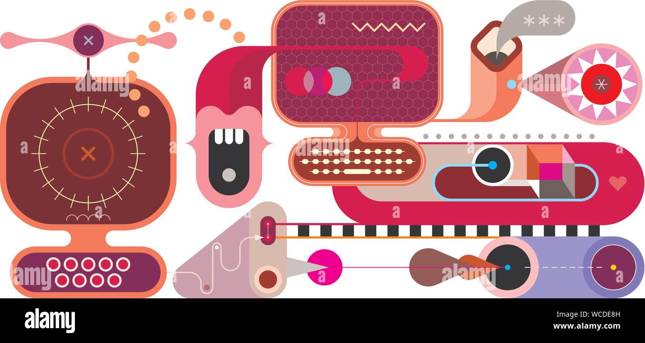 Il collegamento in rete di computer technology illustrazione vettoriale. Disegno astratto isolato su uno sfondo bianco. Illustrazione Vettoriale