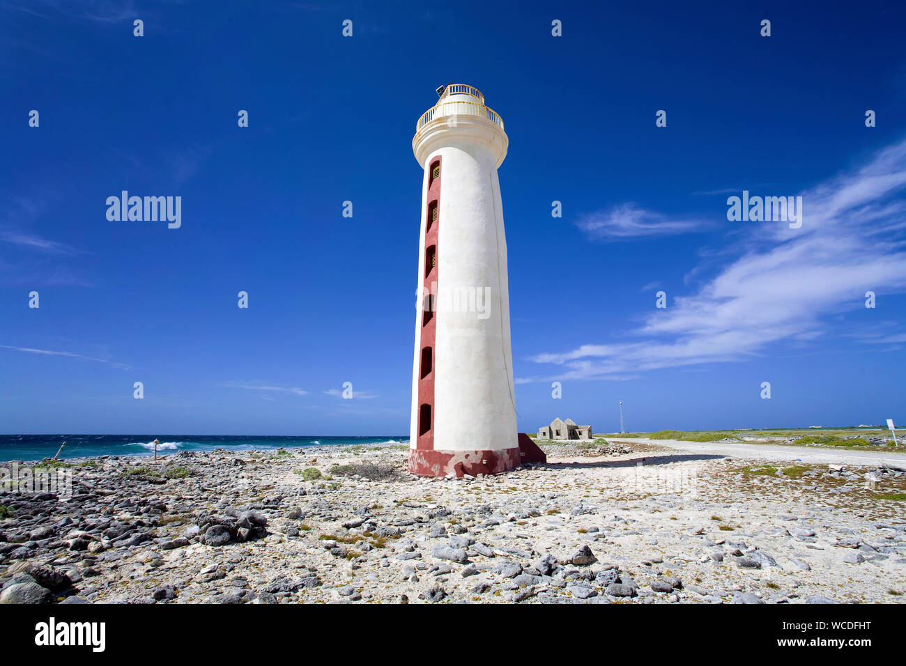 Faro Willemstoren a sud della costa di Bonaire, Antille olandesi Foto Stock