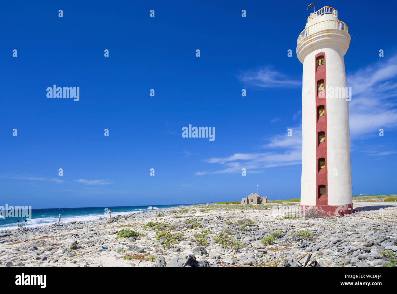 Faro Willemstoren a sud della costa di Bonaire, Antille olandesi Foto Stock