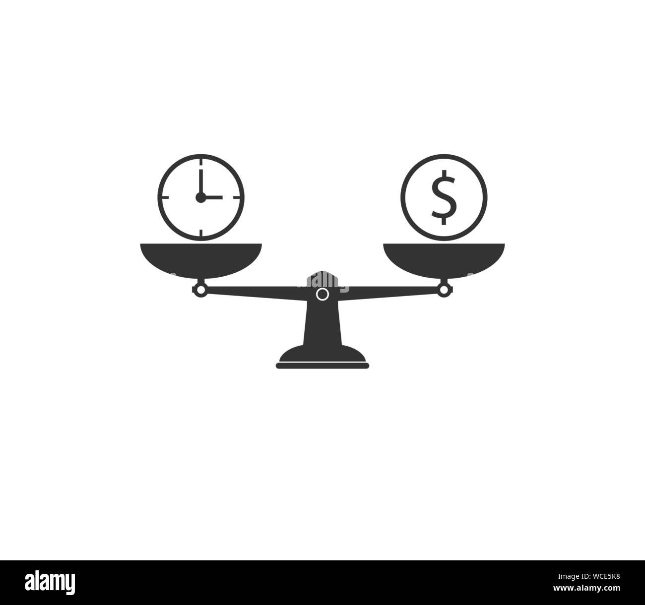 Dollaro, tempo, icona di scala. Illustrazione Vettoriale, design piatto. Illustrazione Vettoriale