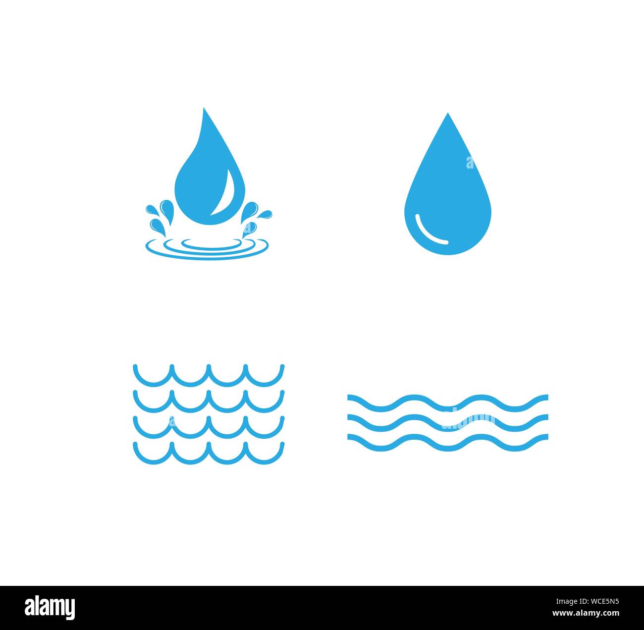 Icona dell'acqua impostata. Illustrazione Vettoriale, design piatto. Illustrazione Vettoriale
