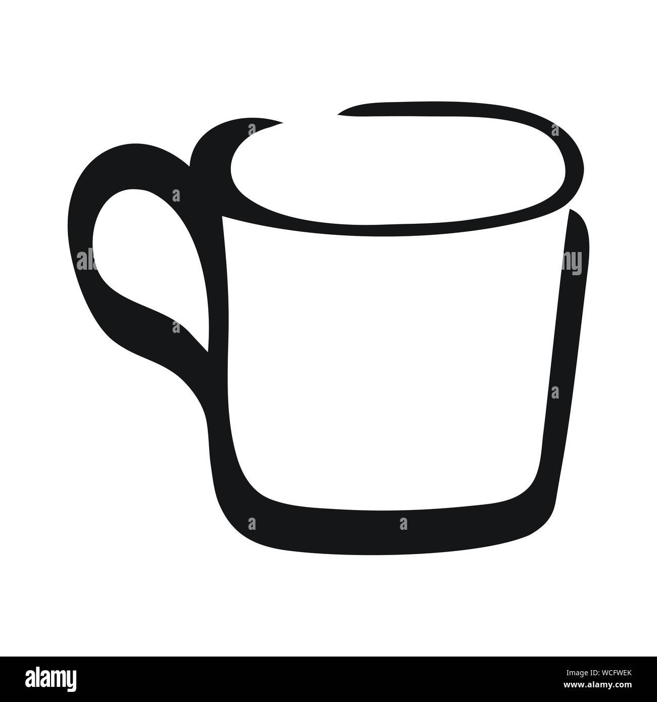 In bianco e nero il vettore di tazza con sfondo bianco Illustrazione Vettoriale