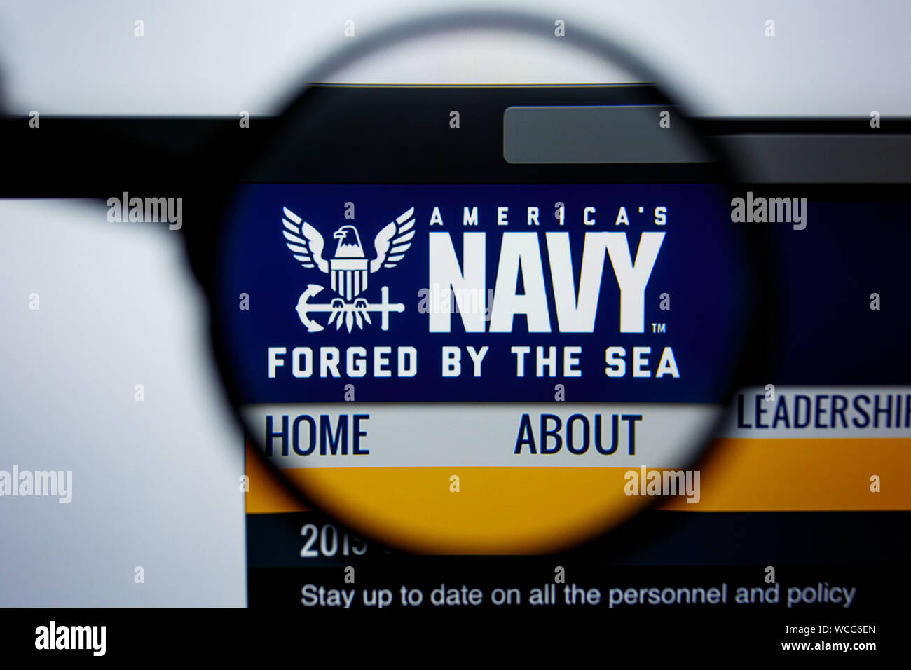 Los Angeles, California, Stati Uniti d'America - 29 Joule 2019: Editoriale illustrativa del Navy.MIL website homepage. Logo NAVY visibile sullo schermo di visualizzazione. Foto Stock