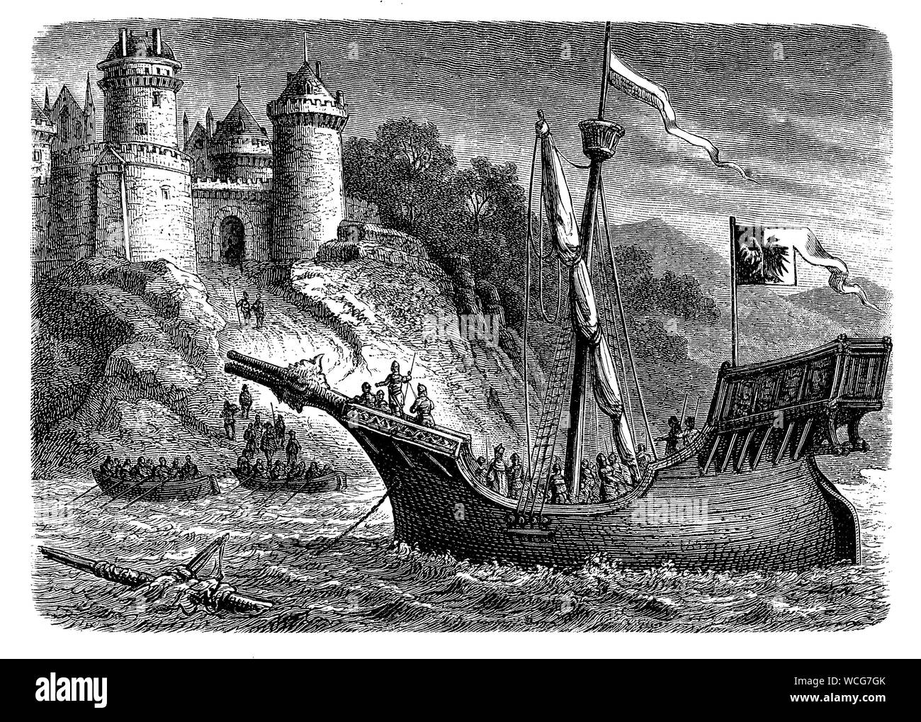 Hanseatic nave utilizzata dai mercanti della lega anseatica in convogli per la negoziazione tra il Mare del Nord e il Mar Baltico Foto Stock