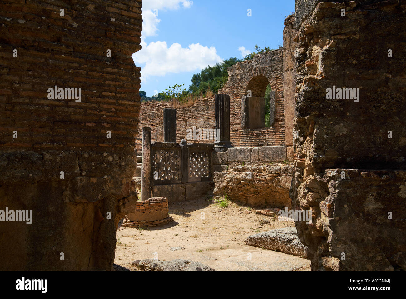 Officina di Pheidias ad Olimpia in Grecia Foto Stock