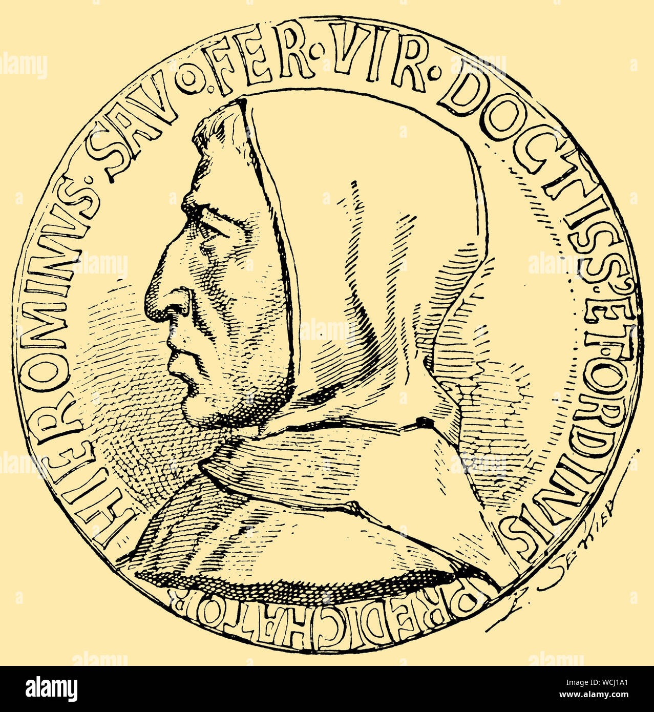 Girolamo Savonarola. Medaglia fiorentina, , (storia letteraria libro, 1895) Foto Stock