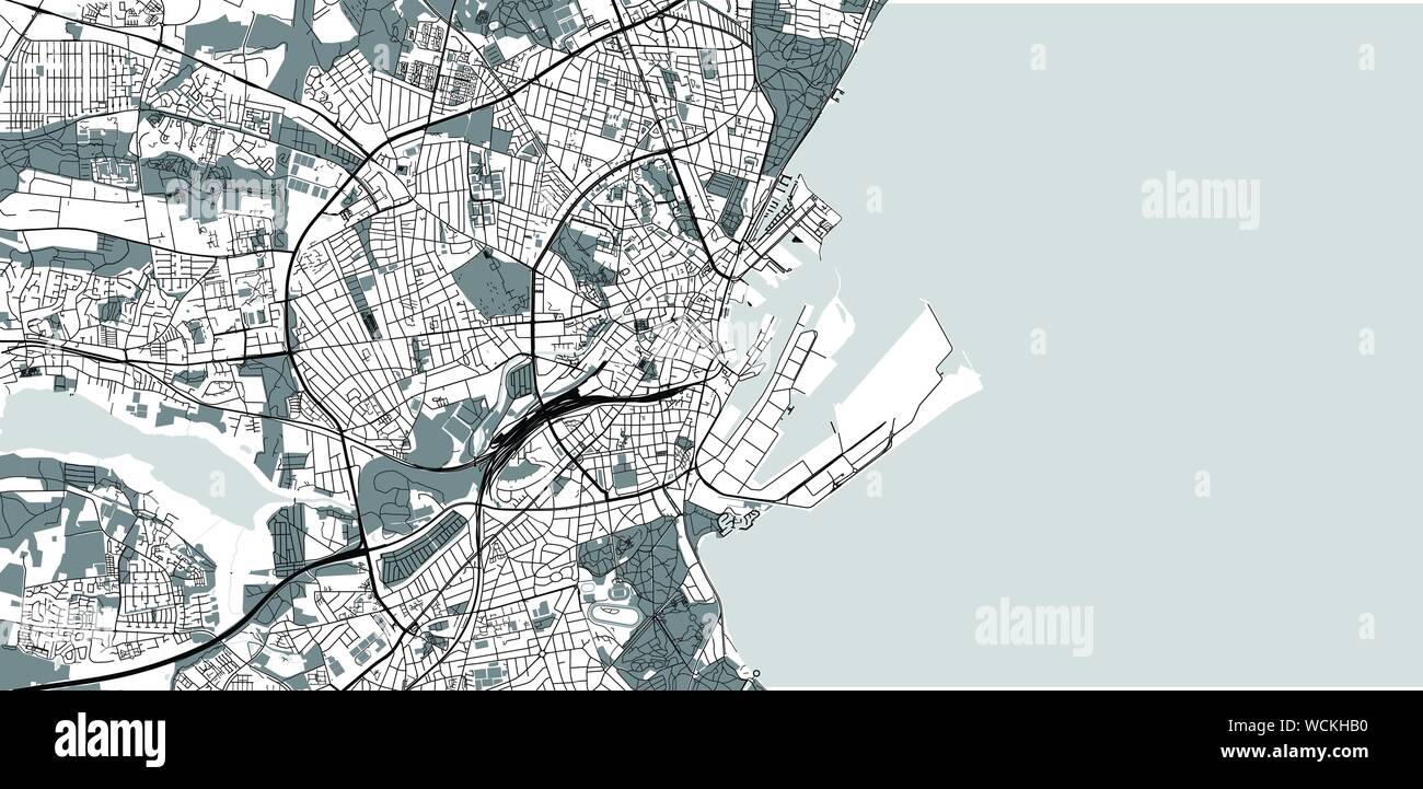 Vettore urbano mappa della città di Aarhus, Danimarca Illustrazione Vettoriale