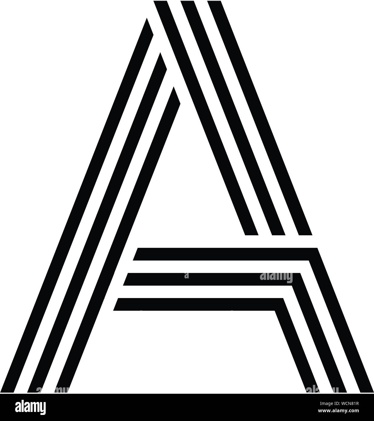 Creative lettera iniziale una geometrica con tre strisce di concetto di logo Illustrazione Vettoriale