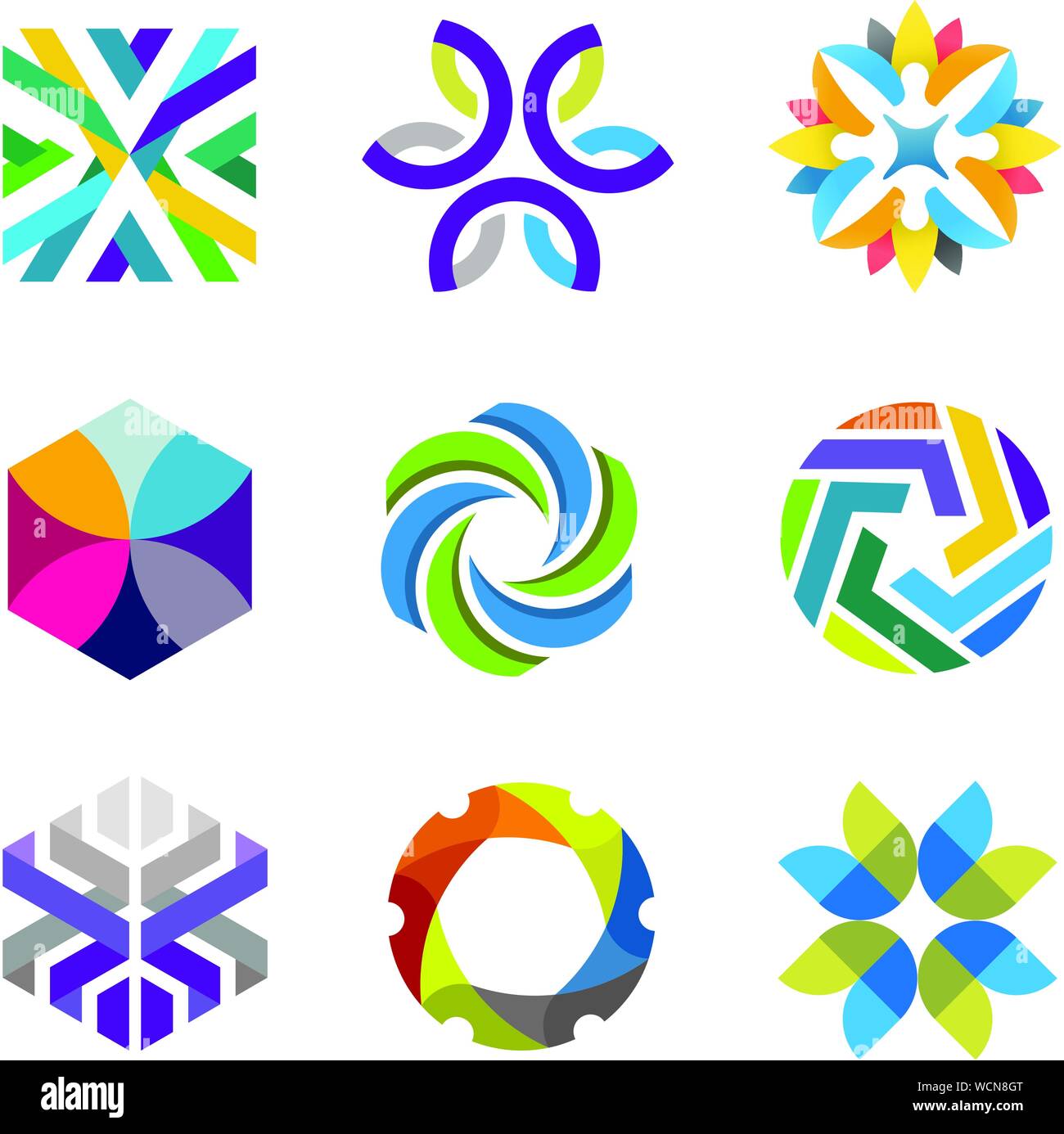 Colorato forme astratte per simboli aziendali e il logo impostato Illustrazione Vettoriale