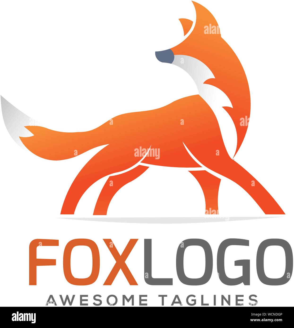 Creative Fox animale semplice e moderno Design Concept, red fox vettore logo Illustrazione Vettoriale