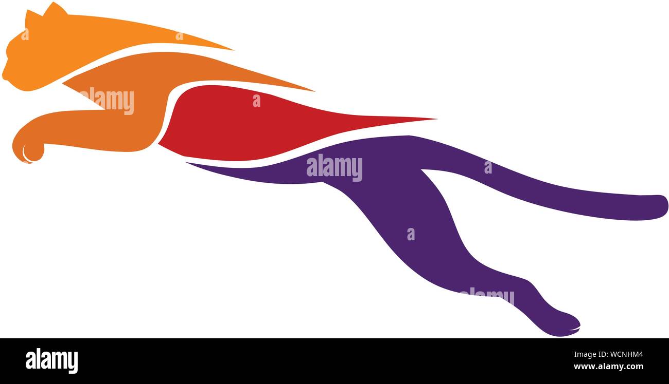 Semplice colorato tiger saltare e correre illustrazione vettoriale Illustrazione Vettoriale