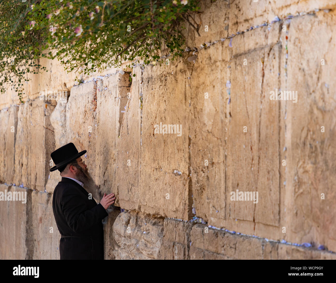 Una foto di un uomo ebreo in preghiera al Muro del Pianto. Foto Stock