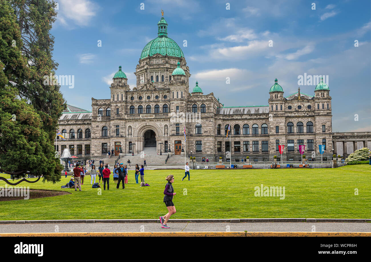 Il bellissimo palazzo del parlamento in centro a Victoria British Columbia Foto Stock