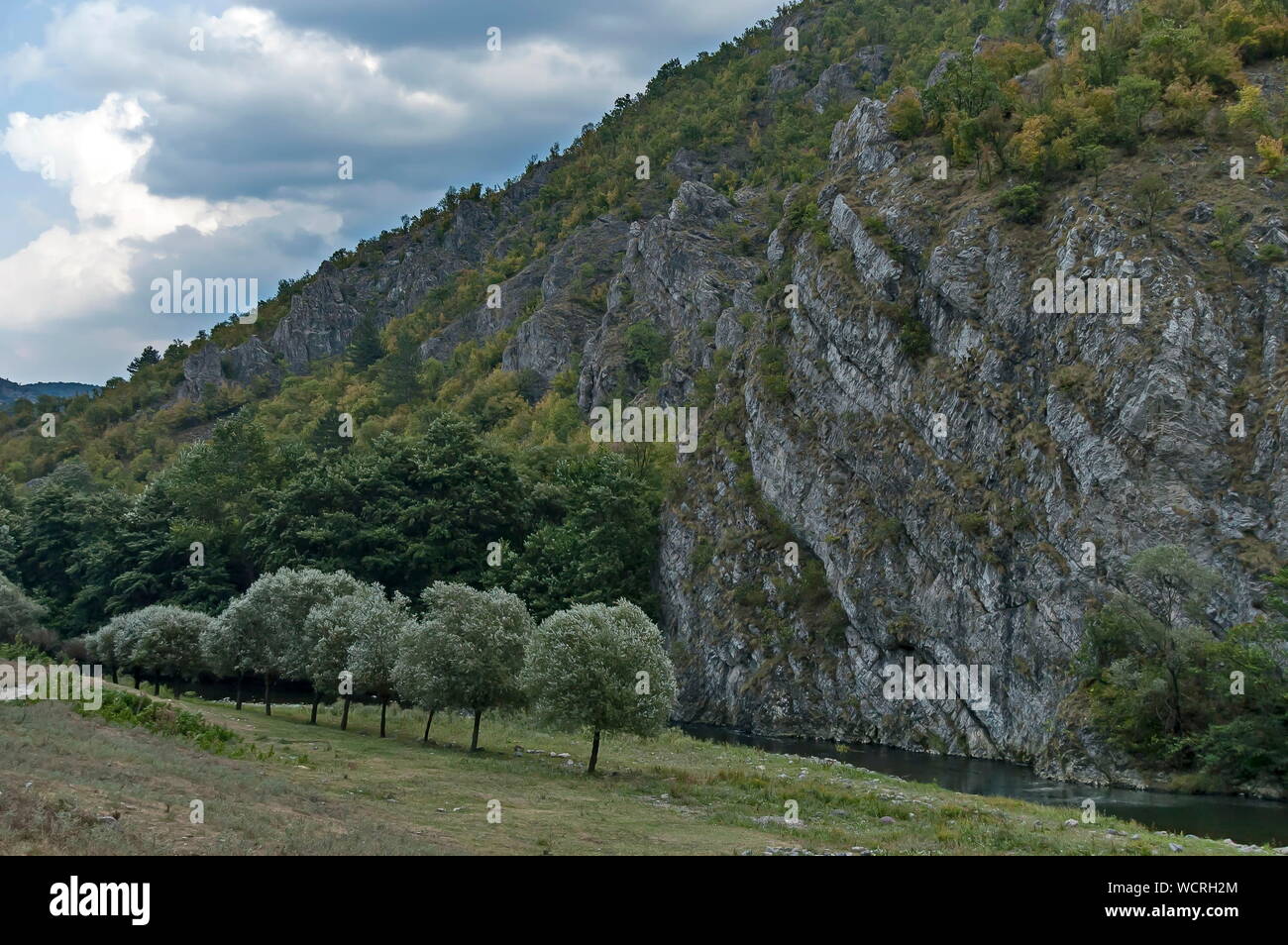 Parte della splendida vallata del fiume Topolnitsa attraverso Sredna Gora montagna, Bulgaria Foto Stock
