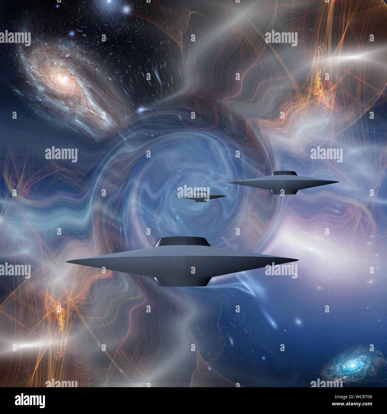 Artigianato spaziale viaggia attraverso il wormhole Foto Stock