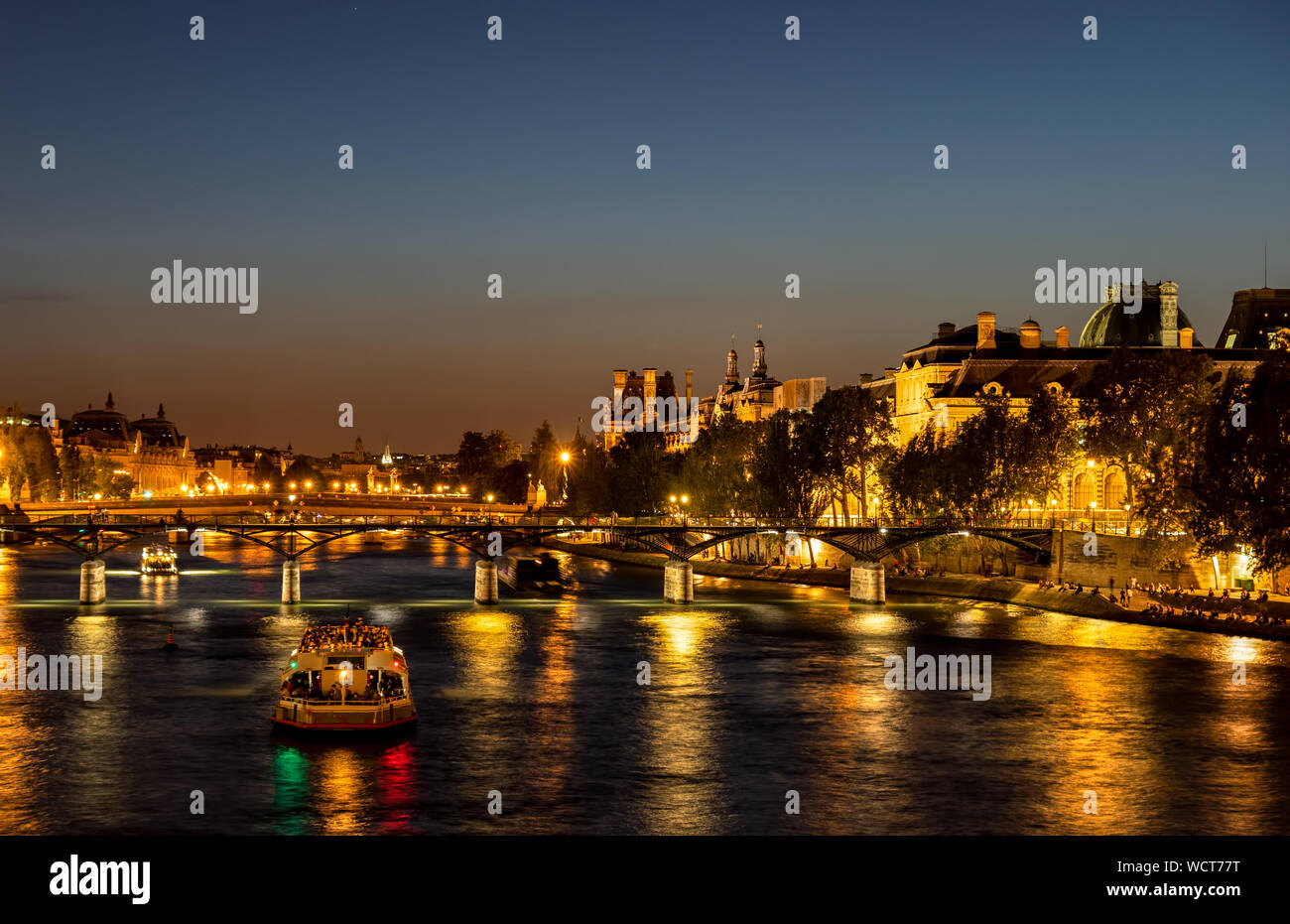 Pont des Arts al calar della sera - Parigi, Francia Foto Stock