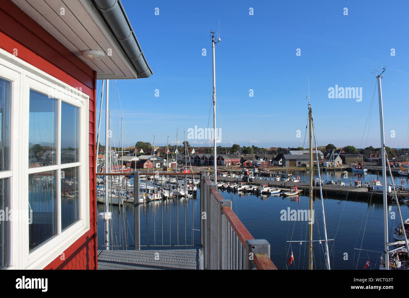 BAGENKOP, Danimarca, 17 luglio 2019: vista del porto di Bagenkop in Danimarca, su una serata estati da Bagenkop torre. Bagenkop è un popolare resort un Foto Stock