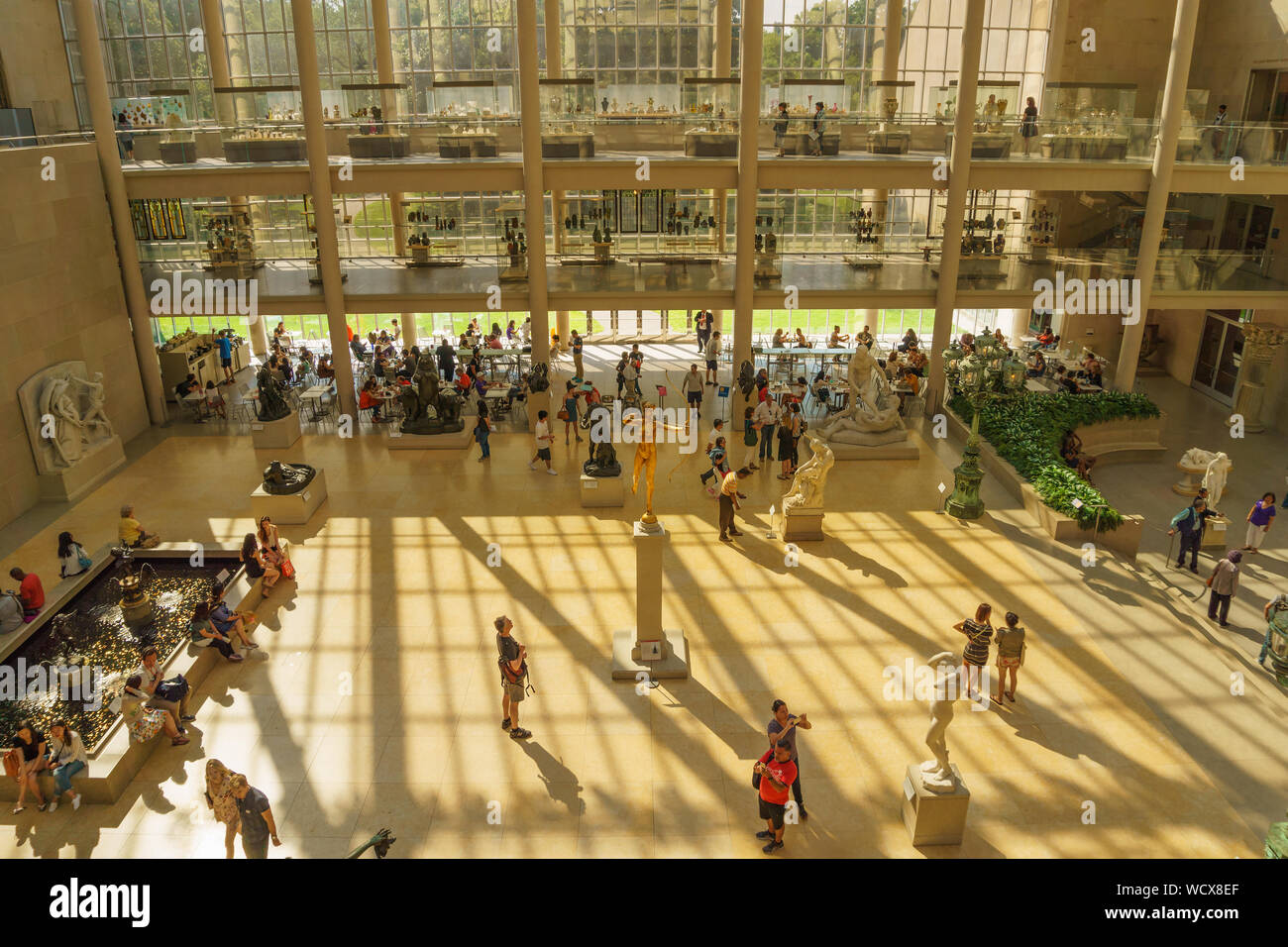 Vista panoramica del Charles Engelhard corte in American ala del Metropolitan Museum of Art , il più grande museo di arte negli Stati Uniti. Foto Stock