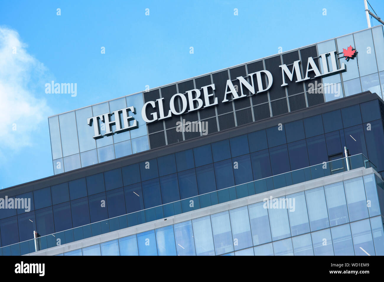 Il Globo e il segno di Mail, Logo su esterno dell'edificio, Toronto, Canada Foto Stock