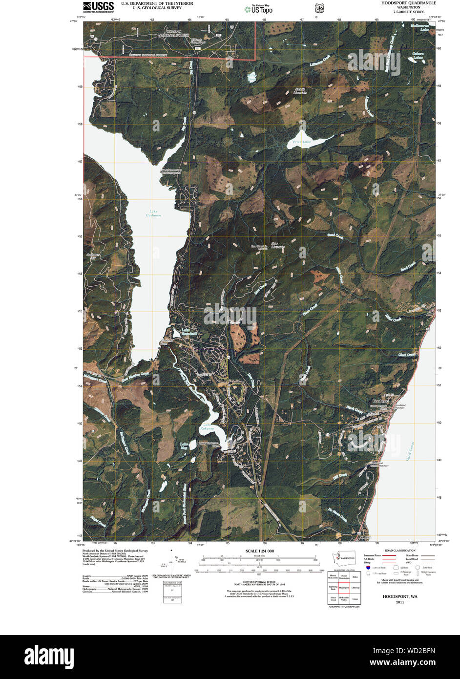 USGS TOPO Map Stato di Washington WA Hoodsport 20110519 TM il restauro Foto Stock