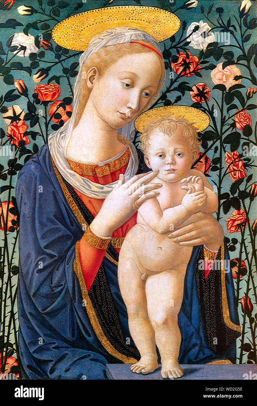 La Madonna e il Bambino seguace di Fra Filippo Lippi e Francesco Pesellino Foto Stock