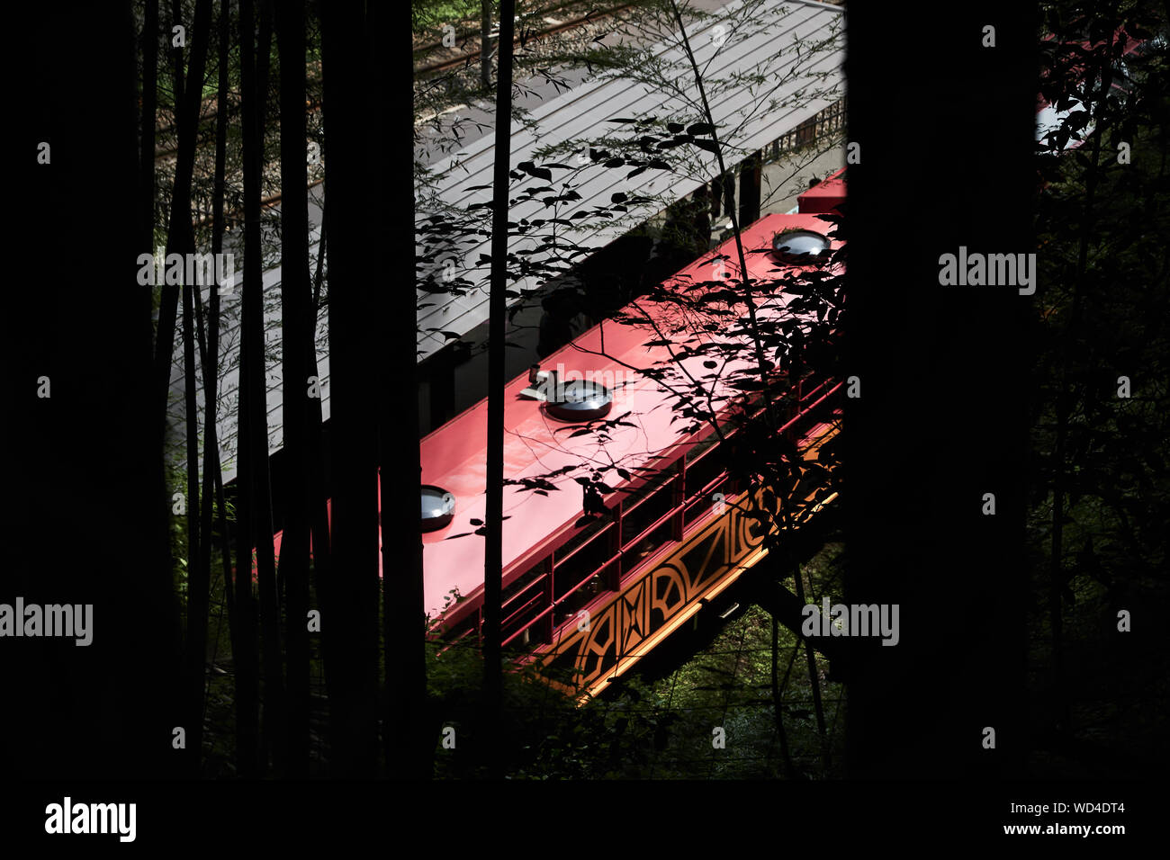 Arashiyama,Kyoto,Giappone - Luglio 7,2019 : tiro del vecchio treno dal boschetto di bambù in Kyoto Foto Stock