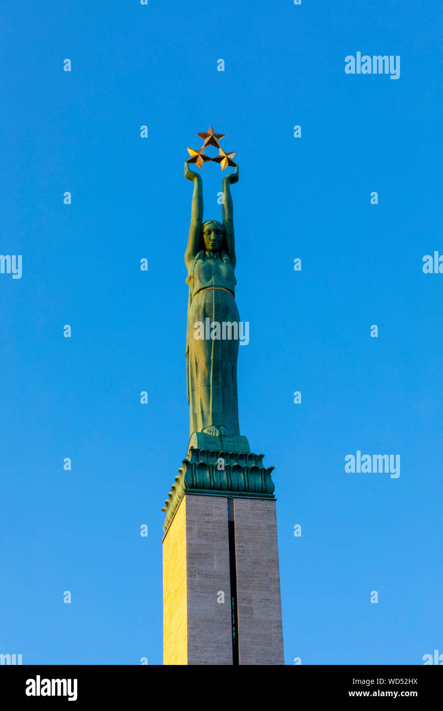 Il Monumento alla Libertà, Riga, Lettonia, Nord Europa, Foto Stock