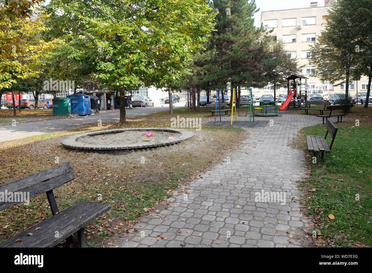 Parco giochi per bambini in Malesnica zona residenziale, Zagabria, Croazia Foto Stock