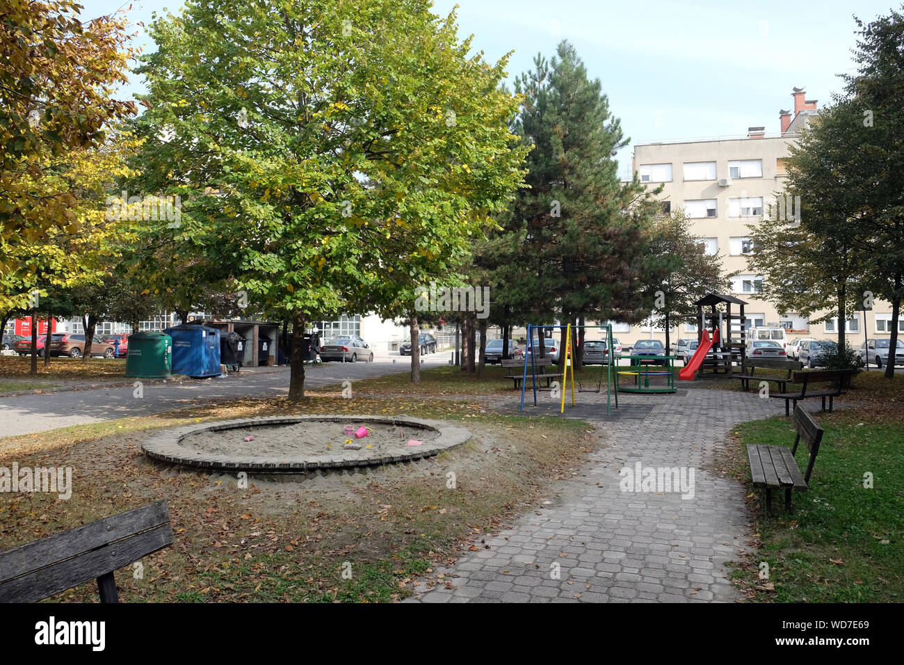 Parco giochi per bambini in Malesnica zona residenziale, Zagabria, Croazia Foto Stock