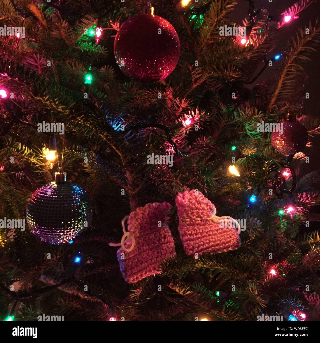 Close-up di decorazioni natalizie Foto Stock
