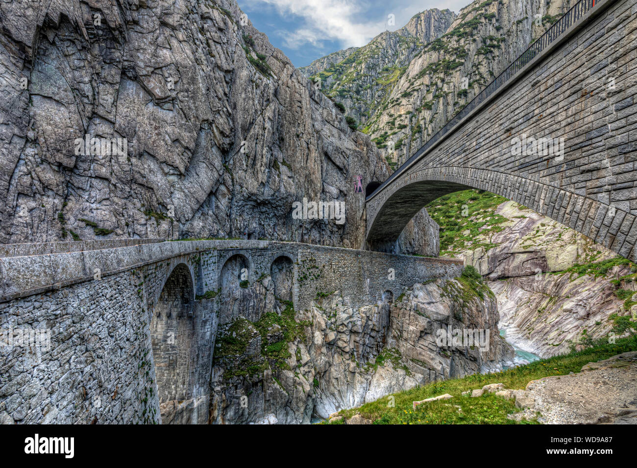 Ponte del Diavolo, Andermatt, Uri, Svizzera, Europa Foto Stock