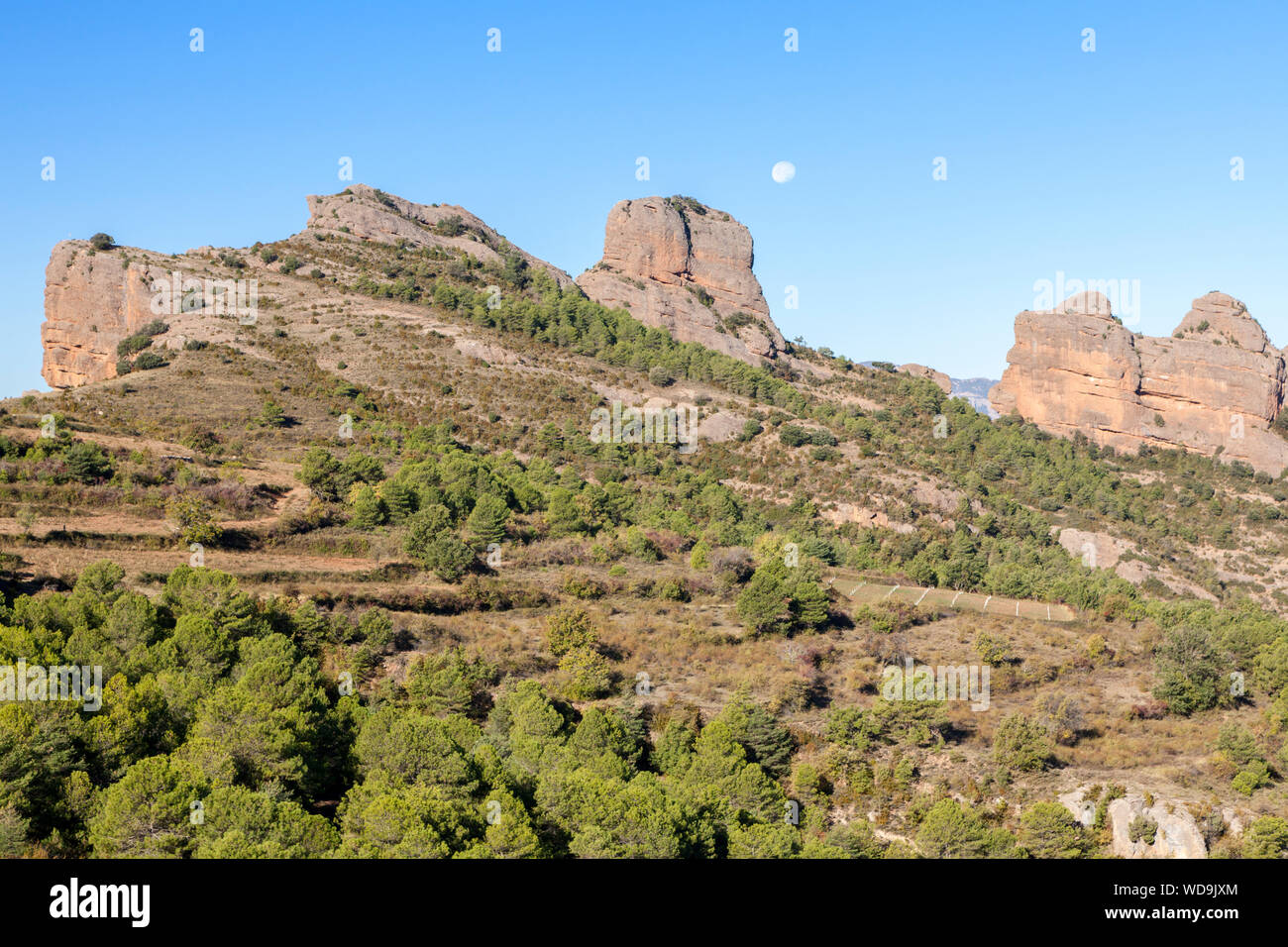 Vista della Serra de Boumort, Pallars Jussà, Pirenei, Lleida, Spagna Foto Stock