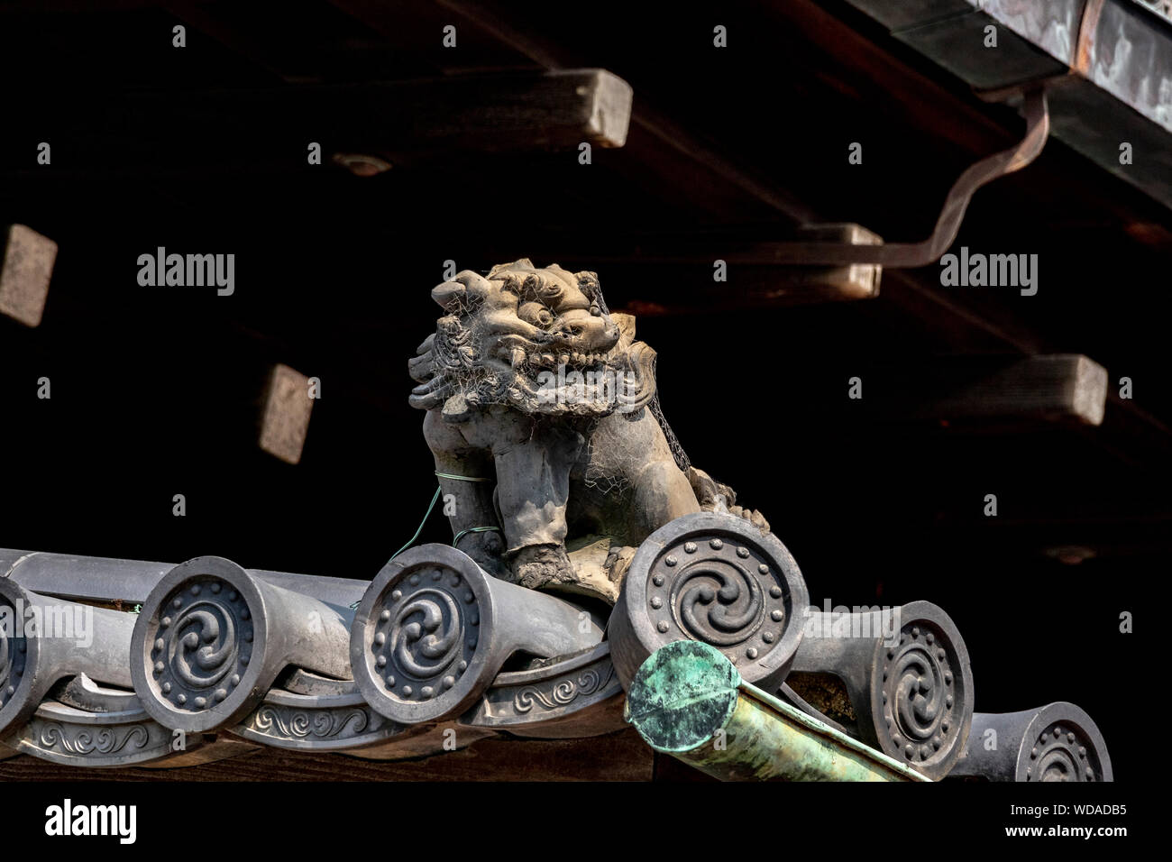 La decorazione del tetto degli edifici del Castello di Nijo / Palazzo Ninomaru, Kyoto, Giappone. Foto Stock